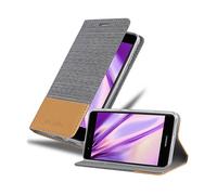 CADORABO con chiusura magnetica con stand e portacarte Cover per Huawei NOVA, GRIGIO CHIARO MARRONE