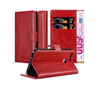 CADORABO con chiusura magnetica con stand e portacarte Cover per Huawei P9 PLUS, ROSSO VINACCIA