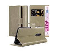 CADORABO con chiusura magnetica con stand e portacarte Cover per Nokia 8 2017, MARRONE CAPPUCCINO