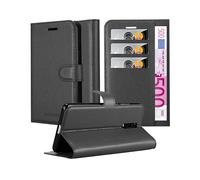 CADORABO con chiusura magnetica con stand e portacarte Cover per OnePlus 7, NERO CARBONE