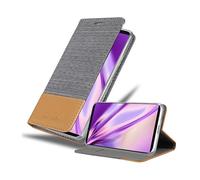 CADORABO con chiusura magnetica con stand e portacarte Cover per Sony Xperia 1 II, GRIGIO CHIARO MARRONE