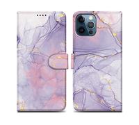 CADORABO con chiusura magnetica con stand e portacarte Custodia per Apple iPhone 12 PRO MAX, Rosa Viola Marmo No. 5