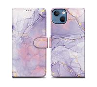 CADORABO con chiusura magnetica con stand e portacarte Custodia per Apple iPhone 14 PLUS, Rosa Viola Marmo No. 5