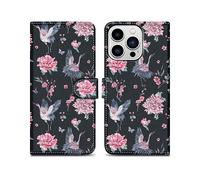 CADORABO con chiusura magnetica con stand e portacarte Custodia per Apple iPhone 14 PRO MAX, Gru & Fiori No. 9