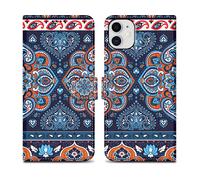 CADORABO con chiusura magnetica con stand e portacarte Custodia per cellulare per Apple iPhone 11, Mandala Blu No. 1