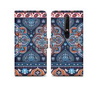CADORABO con chiusura magnetica con stand e portacarte Custodia per Nokia 6.1, Mandala Blu No. 1