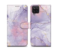 CADORABO con chiusura magnetica con stand e portacarte Custodia per Samsung Galaxy A12 / M12, Rosa Viola Marmo No. 5