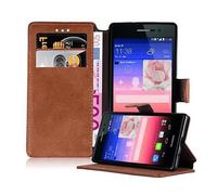 CADORABO con stand e portacarte di credito con design retrò Custodia per Huawei ASCEND P7, OPACO MARRONE