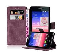 CADORABO con stand e portacarte di credito con design retrò Custodia per Huawei ASCEND P7, OPACO ROSSO
