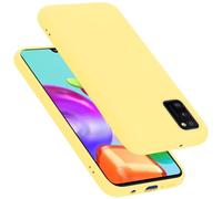 Cadorabo cover compatibile con Samsung Galaxy A41, cover in silicone liquido per Galaxy A41, custodia in silicone, resistente ai graffi e agli urti sottile cover protettiva - LIQUID GIALLO