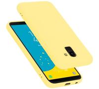 Cadorabo cover compatibile con Samsung Galaxy J6 2018, cover in silicone liquido per Galaxy J6 2018, custodia in silicone, resistente ai graffi e agli urti sottile cover protettiva - LIQUID GIALLO