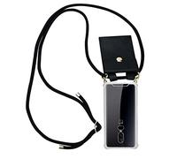 Cadorabo Custodia Collana per OnePlus 6 in NERO Case a Tracolla - Cover Laccio per Il Collo in Silicone Trasparente con Anelli Ori, Cordino e Borsello Rimovibile