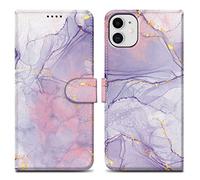 Cadorabo Custodia compatibile con Apple iPhone 11 - Design Rosa Viola Marmo No. 5 - Coperchio protettiva con chiusura magnetica, funzione stand e tasca per le carte