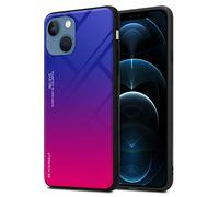 Cadorabo Custodia compatibile con Apple iPhone 13 in VIOLA - ROSSO - Coperchio protettivo bicolore in silicone TPU e retro in vetro temperato