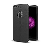 Cadorabo Custodia compatibile con Apple iPhone 6 / 6S in Nero Profondo - Custodia protettiva in silicone TPU con applicazione di finta pelle nobile - Ultra Slim Back Cover Case