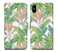 Cadorabo Custodia compatibile con Apple iPhone X/XS - Design Foresta Pluviale Verde No.8 - Coperchio protettiva con chiusura magnetica, funzione stand e tasca per le carte