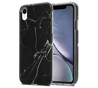 Cadorabo Custodia compatibile con Apple iPhone XR in Marmo Nero Bianco No. 22 - Morbida Cover Protettiva Sottile di Silicone TPU con Motivo Mosaico - Ultra Slim Case Antiurto Gel Back Bumper Guscio