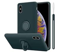CADORABO in silicone TPU flessibile con anello Cover per Apple iPhone XS MAX, LIQUID VERDE