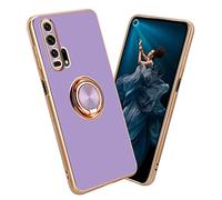 Cadorabo Custodia compatibile con Honor 20 PRO in Glossy Viola Chiaro - Oro con anello - Coperchio in silicone TPU flessibile, con protezione per la fotocamera e supporto magnetico per l'auto