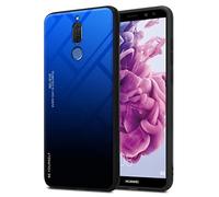 Cadorabo Custodia compatibile con Huawei MATE 10 LITE in BLU - NERO - Coperchio protettivo bicolore in silicone TPU e retro in vetro temperato