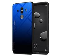 Cadorabo Custodia compatibile con Huawei MATE 10 PRO in BLU - NERO - Coperchio protettivo bicolore in silicone TPU e retro in vetro temperato