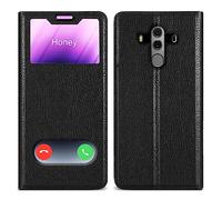 Cadorabo Custodia compatibile con Huawei MATE 10 PRO in NERO COMETA - Coperchio protettivo con chiusura magnetica, funzione stand e 2 finestre di visualizzazione