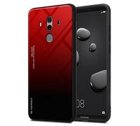 Cadorabo Custodia compatibile con Huawei MATE 10 PRO in ROSSO - NERO - Coperchio protettivo bicolore in silicone TPU e retro in vetro temperato