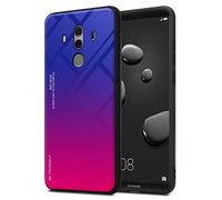 Cadorabo Custodia compatibile con Huawei MATE 10 PRO in VIOLA - ROSSO - Coperchio protettivo bicolore in silicone TPU e retro in vetro temperato