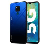 Cadorabo Custodia compatibile con Huawei MATE 20 in BLU - NERO - Coperchio protettivo bicolore in silicone TPU e retro in vetro temperato