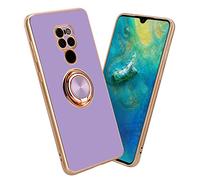 Cadorabo Custodia compatibile con Huawei MATE 20 in Glossy Viola Chiaro - Oro con anello - Coperchio in silicone TPU flessibile, con protezione per la fotocamera e supporto magnetico per l'auto