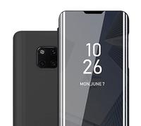 Cadorabo Custodia compatibile con Huawei MATE 20 PRO in TORMALINA NERA - Clear View Specchio Coperchio protettivo con funzione di supporto Protezione a 360 gradi