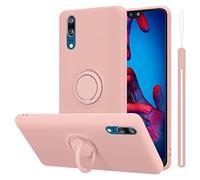 Cadorabo Custodia compatibile con Huawei P20 in LIQUID ROSA - Custodia per Cellulare in Silicone TPU Flessibile con Anello - Paraurti per Cover Posteriore Ultra Sottile