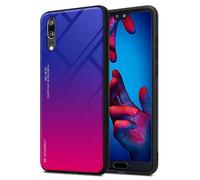 Cadorabo Custodia Compatibile con Huawei P20 in Viola - Rosso - Coperchio Protettivo Bicolore in Silicone TPU e Retro in Vetro temperato