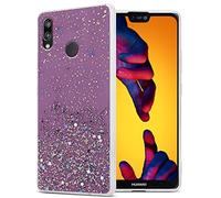 Cadorabo Custodia compatibile con Huawei P20 LITE 2018 / NOVA 3E in Viola con Glitter - Custodia protettiva in silicone TPU con glitter scintillanti - Ultra Slim Back Cover Case