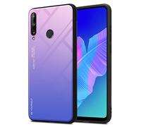 Cadorabo Custodia compatibile con Huawei P40 LITE E in ROSA - BLU - Coperchio protettivo bicolore in silicone TPU e retro in vetro temperato