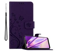 Cadorabo Custodia compatibile con LG G7 ThinQ/FIT/ONE in LILLA SCURO FIORE - Coperchio protettivo in design floreale con chiusura magnetica, funzione stand e slot per carte