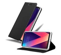 Cadorabo Custodia Compatibile con LG V30 / V30+ / V30S / V30S+ in Classy Nero - Coperchio Protettiva con Chiusura Magnetica, Funzione Stand e Tasca per Le Carte