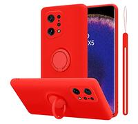 Cadorabo Custodia compatibile con Oppo FIND X5 in LIQUID ROSSO - Coperchio protettivo in silicone TPU flessibile con anello
