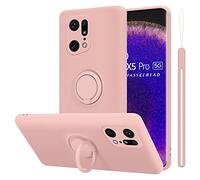 Cadorabo Custodia compatibile con Oppo FIND X5 PRO in LIQUID ROSA - Coperchio protettivo in silicone TPU flessibile con anello