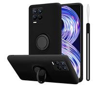 Cadorabo Custodia compatibile con Realme 8 4G / 8 PRO in LIQUID NERO - Coperchio protettivo in silicone TPU flessibile con anello
