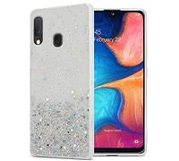 Cadorabo Custodia compatibile con Samsung Galaxy A10e / A20e in Trasparente con Glitter - Custodia protettiva in silicone TPU con glitter scintillanti - Ultra Slim Back Cover Case
