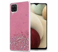 Cadorabo Custodia compatibile con Samsung Galaxy A12 / M12 in Rosa con Glitter - Custodia protettiva in silicone TPU con glitter scintillanti - Ultra Slim Back Cover Case