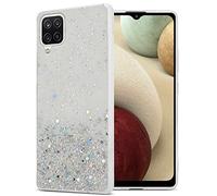 Cadorabo Custodia compatibile con Samsung Galaxy A12 / M12 in Trasparente con Glitter - Custodia protettiva in silicone TPU con glitter scintillanti - Ultra Slim Back Cover Case
