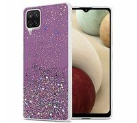 Cadorabo Custodia compatibile con Samsung Galaxy A12 / M12 in Viola con Glitter - Custodia protettiva in silicone TPU con glitter scintillanti - Ultra Slim Back Cover Case
