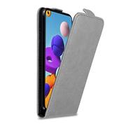 Cadorabo Custodia compatibile con Samsung Galaxy A21s in GRIGIO TITANIO - Protezione in Stile Flip con Chiusura Magnetica - Case Cover Wallet Book Etui