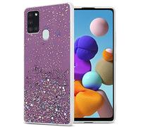 Cadorabo Custodia compatibile con Samsung Galaxy A21s in Viola con Glitter - Custodia protettiva in silicone TPU con glitter scintillanti - Ultra Slim Back Cover Case