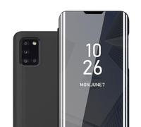 Cadorabo Custodia compatibile con Samsung Galaxy A31 in TORMALINA NERA - Clear View Specchio Coperchio protettivo con funzione di supporto Protezione a 360 gradi