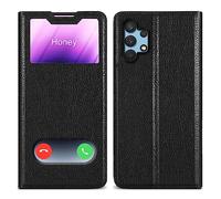 Cadorabo Custodia compatibile con Samsung Galaxy A32 4G in NERO COMETA - Coperchio protettivo con chiusura magnetica, funzione stand e 2 finestre di visualizzazione