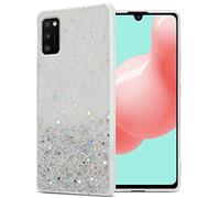 Cadorabo Custodia compatibile con Samsung Galaxy A41 in Trasparente con Glitter - Custodia protettiva in silicone TPU con glitter scintillanti - Ultra Slim Back Cover Case