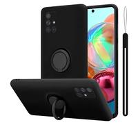 Cadorabo Custodia compatibile con Samsung Galaxy A51 4G / M40s in LIQUID NERO - Custodia per Cellulare in Silicone TPU Flessibile con Anello - Paraurti per Cover Posteriore Ultra Sottile